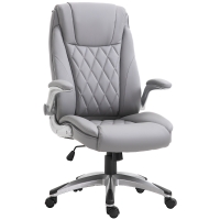 Vinsetto High Back Executive Office Chair, Height Adjustable PU Leather Ergonomic Chair, with Flip-up Arm, 360-Degree Swivel & Wheels, Grey
