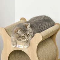 PawHut Kratzbrett für Katzen Kratzpappe für Katzen Kratzpappe Kratzmatte Kratzspielzeug Katzen Lounge Katzenspielzeug Kratzschutz für Sofa Naturholz+Braun 71 x 30 x 65 cm(m-8)