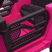 HOMCOM Kids Electric Ride On Car 12V Off Road Toy with Parental Remote Control 2 Motors Horn Lights Suspension Wheels for 3-6 Years Old Pink(m-9)