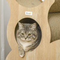 PawHut Kratzbrett für Katzen Kratzpappe für Katzen Kratzpappe Kratzmatte Kratzspielzeug Katzen Lounge Katzenspielzeug Kratzschutz für Sofa Naturholz+Braun 71 x 30 x 65 cm(m-10)