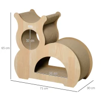 PawHut Kratzbrett für Katzen Kratzpappe für Katzen Kratzpappe Kratzmatte Kratzspielzeug Katzen Lounge Katzenspielzeug Kratzschutz für Sofa Naturholz+Braun 71 x 30 x 65 cm(m-3)