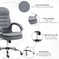 Vinsetto Grey Desk Chair Lumbar Support Adjustable Height Rock 360° Rolling Grey(m-7)