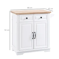 HOMCOM Küchenwagen Servierwagen Küchentrolley mit Handtuchhalter Rollwagen im Landhausstil für Küche Esszimmer MDF Natur+Weiß 80 x 45 x 92 cm(m-3)