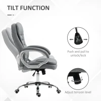 Vinsetto Grey Desk Chair Lumbar Support Adjustable Height Rock 360° Rolling Grey(m-5)