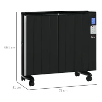 HOMCOM Convector Radiator Heater, Quiet Panel Heater, Freestanding or Wall-mounted Portable Electric Heater with Window Opening Detection, Week Timer, Remote Control, Safety Cut-Off, Black(m-3)