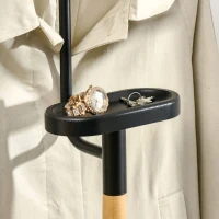 HOMCOM Suport de haine din lemn si otel cu rafturi, bara si cuier, 46x35x152cm, negru(m-8)