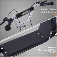 HOMCOM Trotinetă pentru Copii 5+, Trotineta cu roti mari de 16" si inaltime reglabila, frane si suport, negru(m-5)