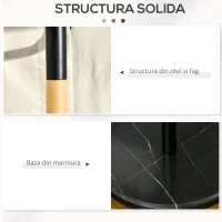 HOMCOM Suport de haine din lemn si otel cu rafturi, bara si cuier, 46x35x152cm, negru(m-6)