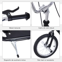 HOMCOM Trotinetă pentru Copii 5+, Trotineta cu roti mari de 16" si inaltime reglabila, frane si suport, negru(m-4)
