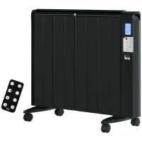 HOMCOM Convector Radiator Heater, Quiet Panel Heater, Freestanding or Wall-mounted Portable Electric Heater with Window Opening Detection, Week Timer, Remote Control, Safety Cut-Off, Black(m-11)