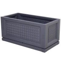 Outsunny® Hochbeet Gartenbeet Pflanzkasten Blumenkasten 2 Muster Abflusslöcher PP Grau 80 x 40 x 38 cm(m-1)