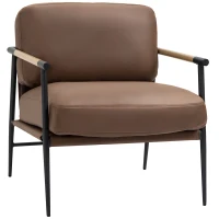 HOMCOM Fotoliu tapitat in stil industrial , fotoliu din piele cu structura de otel, 72x76x80cm, maro(m-11)