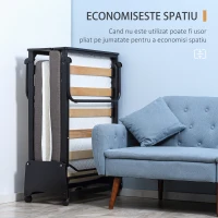 HOMCOM Pat pliant cu saltea de 10 cm inaltime, pat pentru o persoana cu roti si lamele, 80x200 cm, negru(m-5)