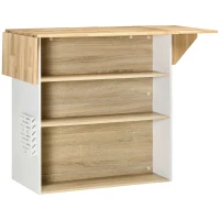 HOMCOM Insula moderna de bucatarie cu 3 rafturi si suprafata din lemn si PAL, 140x55x91cm, alb(m-1)