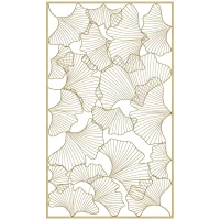 HOMCOM Decor de perete metalic 3D, decoratiune de perete aurie cu cadru dreptunghiular si frunze de ginkgo, 50 x 85 cm(m-1)