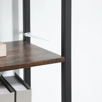 HOMCOM Biblioteca in stil industrial modern cu 4 rafturi si 2 dulapuri, rafturi din metal si lemn pentru casa si birou, 90x30x159,5 cm, negru si maro(m-8)