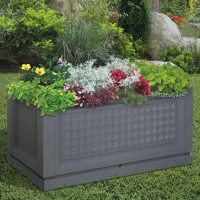 Outsunny® Hochbeet Gartenbeet Pflanzkasten Blumenkasten 2 Muster Abflusslöcher PP Grau 80 x 40 x 38 cm(m-10)