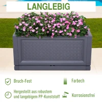 Outsunny® Hochbeet Gartenbeet Pflanzkasten Blumenkasten 2 Muster Abflusslöcher PP Grau 80 x 40 x 38 cm(m-5)