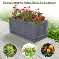Outsunny® Hochbeet Gartenbeet Pflanzkasten Blumenkasten 2 Muster Abflusslöcher PP Grau 80 x 40 x 38 cm(m-7)