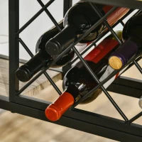 HOMCOM Masa de bar industriala pentru 10 sticle din PAL si otel pentru bucatarie, sufragerie si living, 120x60x91 cm, culoare negru si lemn(m-6)