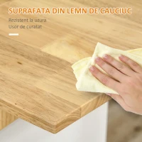 HOMCOM Insula moderna de bucatarie cu 3 rafturi si suprafata din lemn si PAL, 140x55x91cm, alb(m-6)