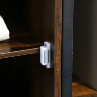 HOMCOM Biblioteca in stil industrial modern cu 4 rafturi si 2 dulapuri, rafturi din metal si lemn pentru casa si birou, 90x30x159,5 cm, negru si maro(m-9)