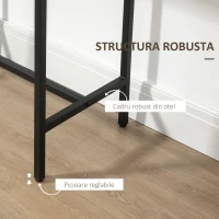 HOMCOM Set 3 piese cu masa si 2 scaune de bucatarie in stil industrial, mobilier modern pentru sufragerie si living, lemn natural si negru(m-5)