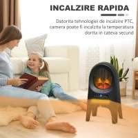 HOMCOM Incalzitor cu ventilator cu 3 moduri de incalzire cu temperatura reglabila si telecomanda, din ABS, 33,7x25,5x60,4 cm, negru(m-5)