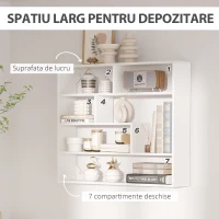 HOMCOM Biblioteca moderna de perete cu 4 niveluri , raft din lemn care economiseste spatiu pentru living si birou, 94x19,5x80cm, alb(m-6)