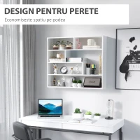 HOMCOM Biblioteca moderna de perete cu 4 niveluri , raft din lemn care economiseste spatiu pentru living si birou, 94x19,5x80cm, alb(m-5)