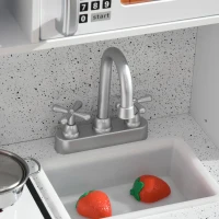 HOMCOM Bucatarie pentru copii 3-6 ani cu lumini realiste si accesorii, MDF si PP, 60,1x31,7x92,9 cm, alb(m-9)