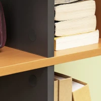HOMCOM Biblioteca moderna cu 5 nivele si  13 rafturi deschise si design esalonat, din PAL, 95x25x150,5 cm, culoare gri si lemn(m-7)
