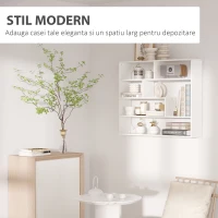 HOMCOM Biblioteca moderna de perete cu 4 niveluri , raft din lemn care economiseste spatiu pentru living si birou, 94x19,5x80cm, alb(m-4)