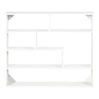 HOMCOM Biblioteca moderna de perete cu 4 niveluri , raft din lemn care economiseste spatiu pentru living si birou, 94x19,5x80cm, alb(m-7)