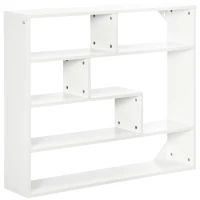 HOMCOM Biblioteca moderna de perete cu 4 niveluri , raft din lemn care economiseste spatiu pentru living si birou, 94x19,5x80cm, alb(m-1)