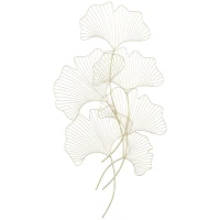 HOMCOM Decor de perete metalic 3D, frunze de ginkgo, auriu 51 x 94,5 cm(m-1)