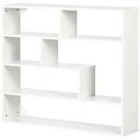 HOMCOM Biblioteca moderna de perete cu 4 niveluri , raft din lemn care economiseste spatiu pentru living si birou, 94x19,5x80cm, alb(m-11)