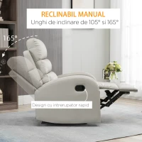 Homcom Fotoliu Relaxant din PU cu Suport pentru Picioare – Gri(m-6)