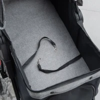 PawHut Carucior pentru Caini Pliabil 3 Roti cu Frana si Cos Gri Negru(m-13)