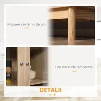 HOMCOM Dulap modern cu usi si sertar, dulap de bucatarie din lemn cu rafturi reglabile si baza inaltata, 76x40x183cm, culoarea lemnului(m-7)