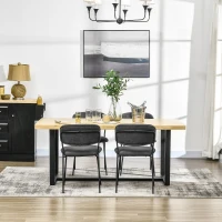 HOMCOM Masa de sufragerie din lemn pentru 6 persoane cu baza din otel si picioare reglabile, 180x90x76cm(m-9)