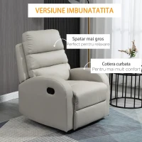 Homcom Fotoliu Relaxant din PU cu Suport pentru Picioare – Gri(m-4)