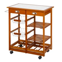 HOMCOM Carrello da Cucina Multiuso in Legno di Pino 74 x 37 x 76cm Marrone Chiaro(m-1)