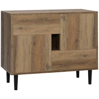 HOMCOM Mobilier pentru sufragerie si living din lemn cu sertare si dulapuri, bufet in stil nordic modern, 76,5x39,5x64,5cm(m-1)