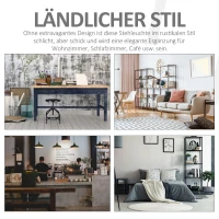 HOMCOM lampa podłogowa, lampa stojąca, lampa podłogowa z dodatkową półką, drewno sosnowe + stal + poliester, 54 x 54 x 154 cm (naturalny + kremowy)(m-5)