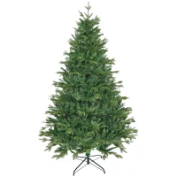 HOMCOM Brad de Craciun decorat si ignifug pentru interior cu 1443 de ramuri si baza metalica, din PE si PVC, Φ120x180 cm, verde(m-11)