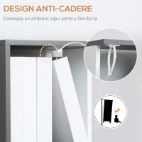 HOMCOM Biblioteca moderna cu 5 rafturi din lemn, economiseste spatiu pentru casa si birou, 33x28x161cm, gri si alb(m-6)