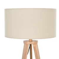 HOMCOM lampa podłogowa, lampa stojąca, lampa podłogowa z dodatkową półką, drewno sosnowe + stal + poliester, 54 x 54 x 154 cm (naturalny + kremowy)(m-9)