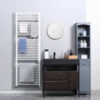 HOMCOM Radiator decorativ pentru baie Incalzitor hidraulic pentru prosoape din otel carbon, calorifer 39 bar, 60x180cm, alb(m-6)