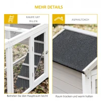 PawHut konijnenhok combinatie konijnenhok XXL hok voor cavia's met vrijloop oprit twee verdiepingen voor 2-4 konijnen dennenhout asfalt 259 x 64 x 92 cm(m-7)